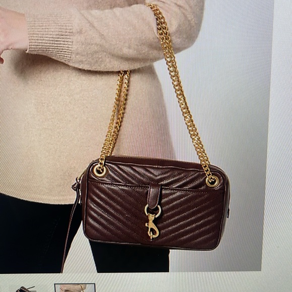 SOLD!!!!! NWT REBECCA MINKOFF EDIE ZIP SHOULDER LEATHER BAG IN CIGARO - Picture 4 of 12